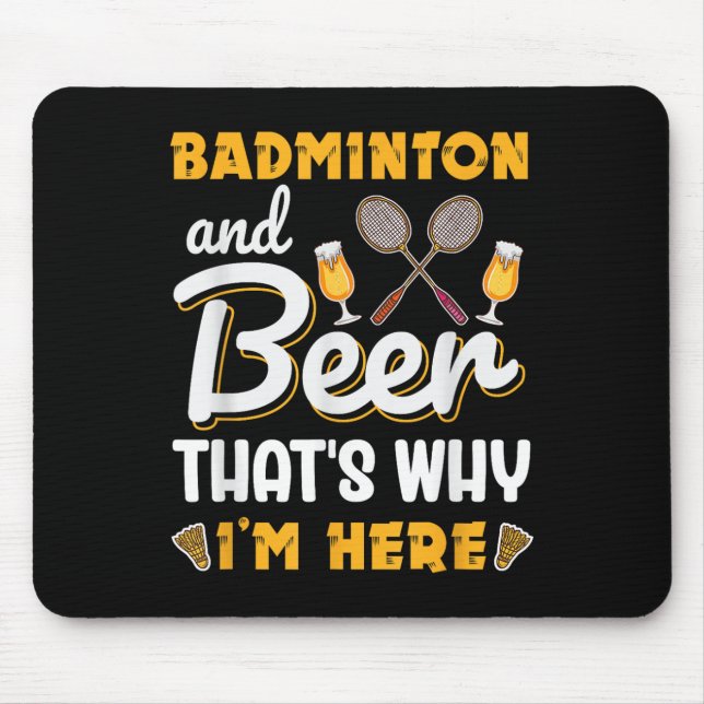 Badminton And Beer Shuttle Badminton Lover  Mouse Mat (Front)