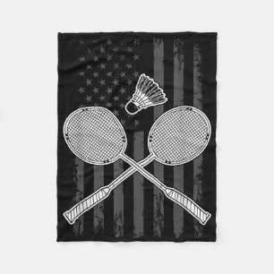Badminton And Shuttle American Flag Fleece Blanket