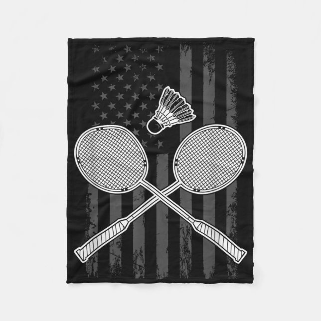 Badminton And Shuttle American Flag  Fleece Blanket (Front)