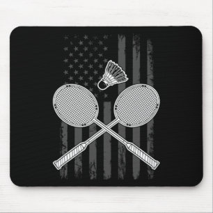 Badminton And Shuttle American Flag Mouse Mat