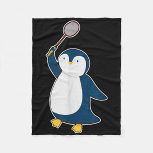 Badminton And Shuttle Player Penguin Fleece Blanket
