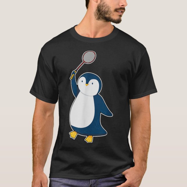 Badminton And Shuttle Player Penguin  T-Shirt (Front)