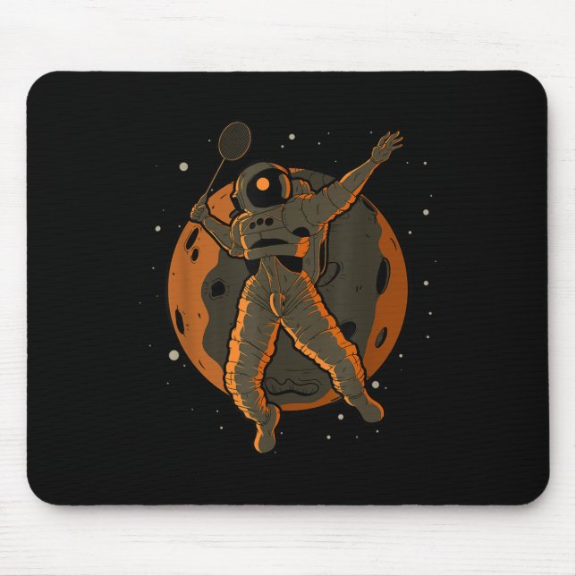 Badminton Astronaut Outer Space Spaceman  Mouse Mat (Front)