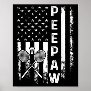 Badminton Aw American Flag Vintage Christmas Xmas Poster