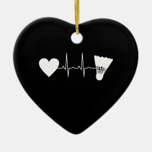 Badminton - Badminton Ball Heartbeat Ceramic Tree Decoration