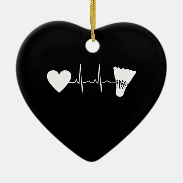 Badminton - Badminton Ball Heartbeat Ceramic Tree Decoration (Front)