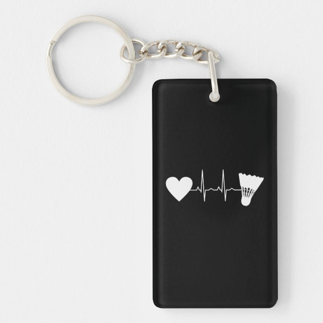 Badminton - Badminton Ball Heartbeat Key Ring (Front)