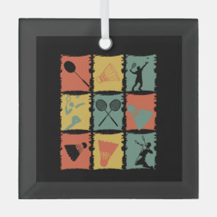 Badminton Badminton Player Retro Glass Tree Decoration