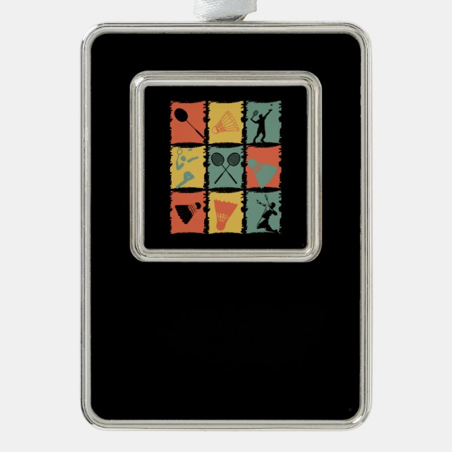 Badminton Badminton Player Retro Silver Plated Framed Ornament (Front)