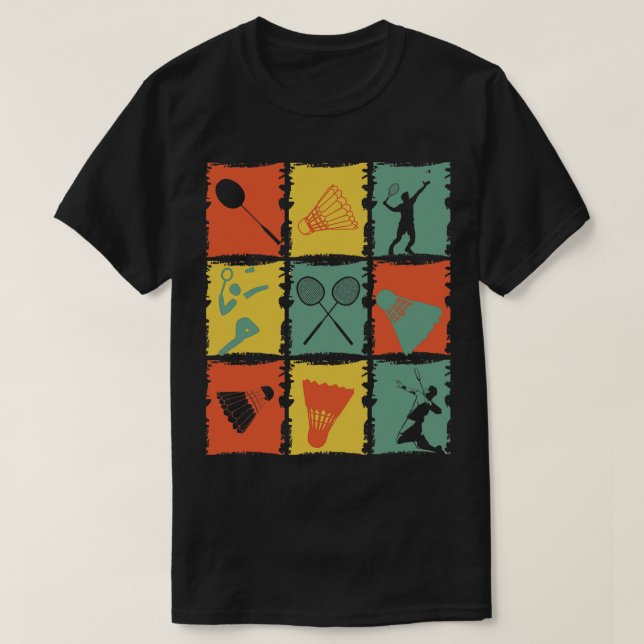 Badminton Badminton Player Retro T-Shirt (Design Front)