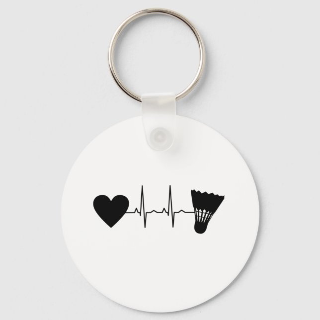 Badminton Ball Heartbeat Key Ring (Front)