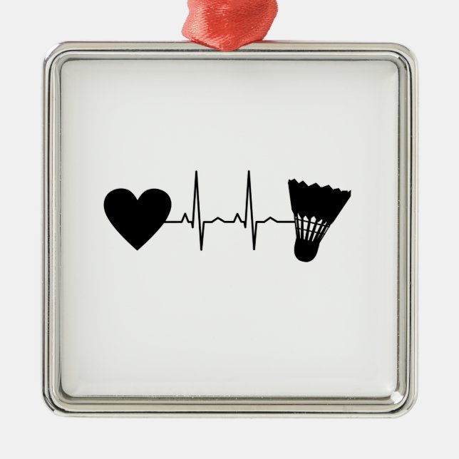 Badminton Ball Heartbeat Metal Tree Decoration (Front)