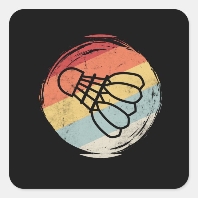 Badminton Ball Vintage Square Sticker (Front)
