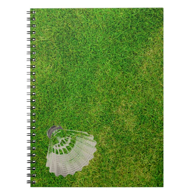 Badminton BIrdie in Green Grass Notebook (Front)