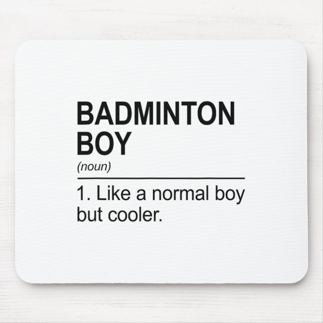Badminton Boy Noun Definition Shuttle Badminton Pl Mouse Mat (Front)