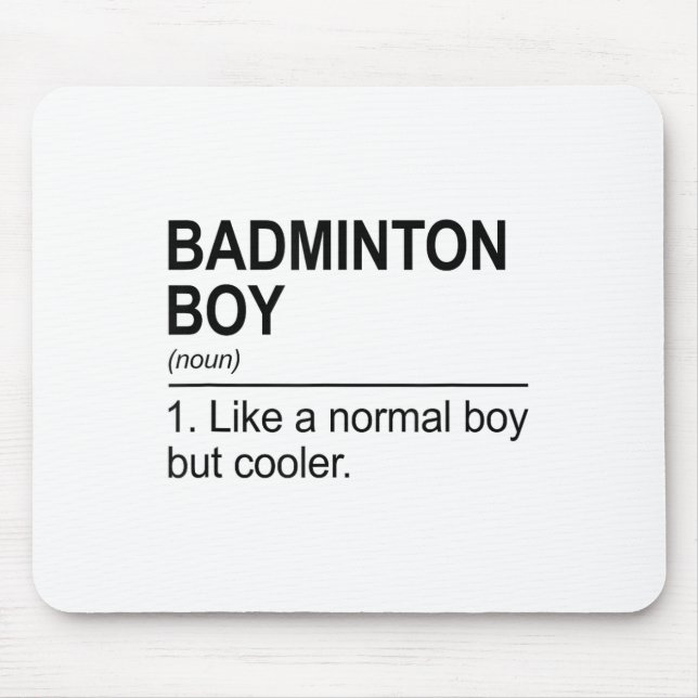 Badminton Boy Noun Definition Shuttle Badminton Pl Mouse Mat (Front)