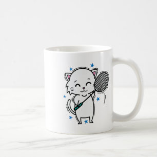 Badminton Cat  Coffee Mug