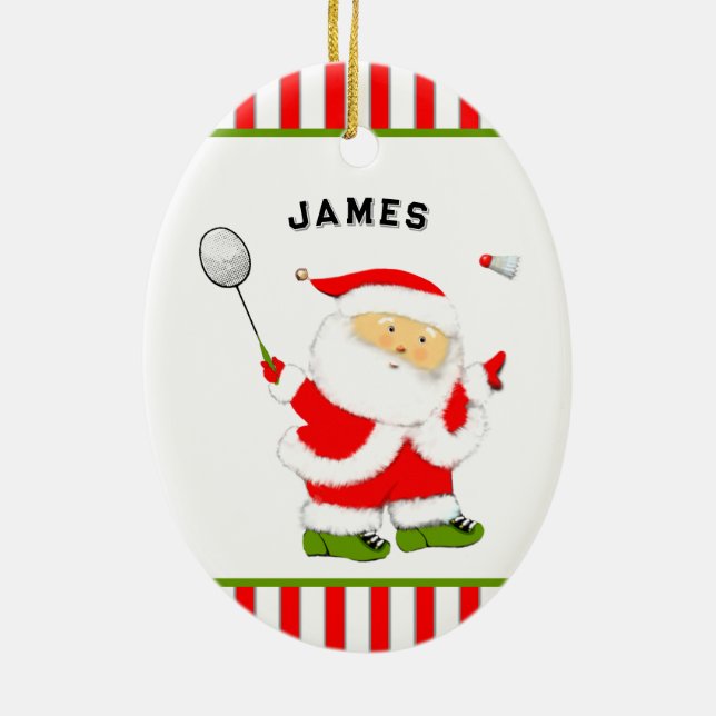 Badminton Christmas Collectible Ceramic Ornament (Back)