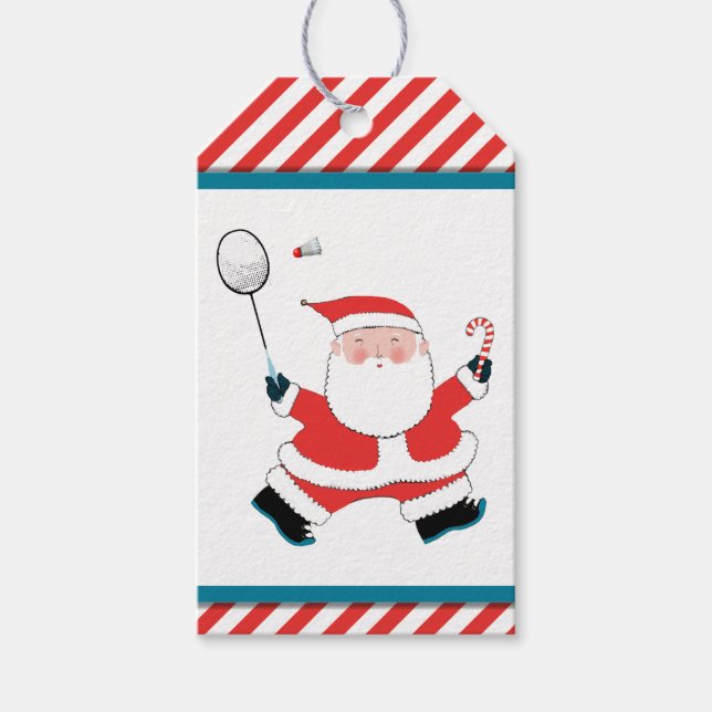 Badminton Christmas Holiday Gift Tags (Front)