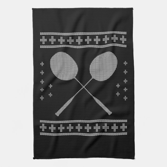 Badminton Christmas Tea Towel (Vertical)