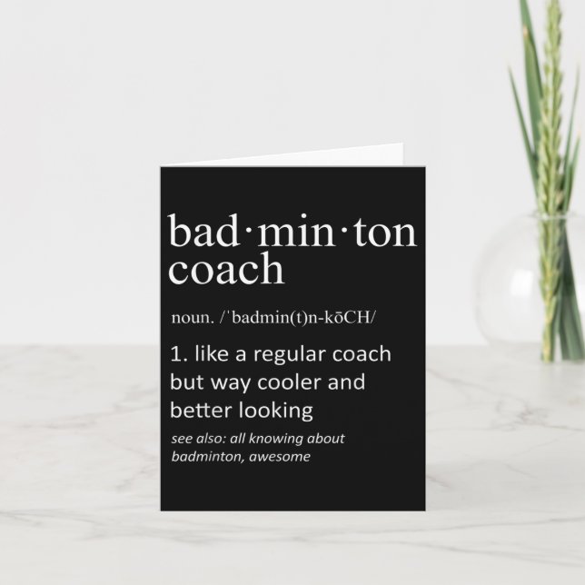 Badminton Coach Funny Dictionary Definition Coache Card (Front)