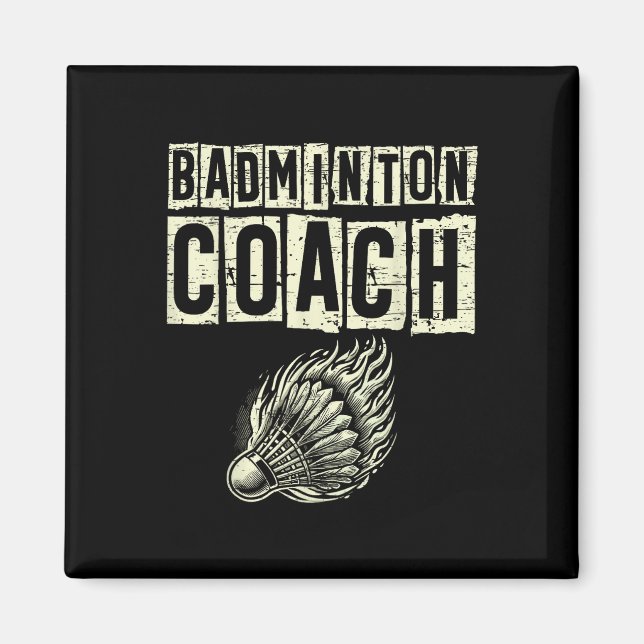 Badminton Coach Shuttle Racket  Magnet (Front)