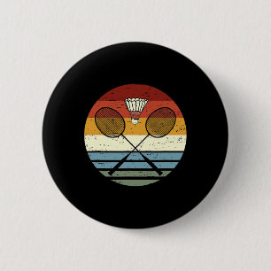 Badminton - Cool Vintage Retro Sport Outfit Racket 6 Cm Round Badge