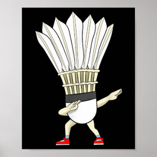 Badminton Dabbing Shuttle Birdie Boy Badminton Poster