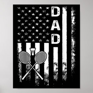 Badminton Dad American Flag Vintage Christmas Xmas Poster
