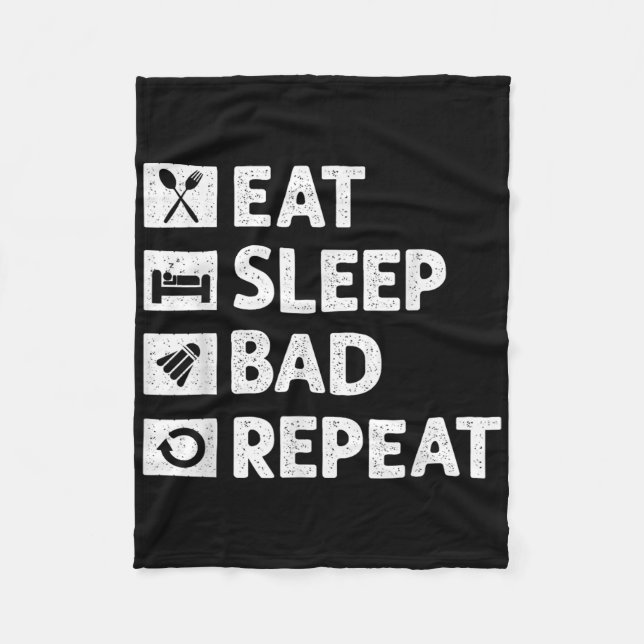 Badminton Eat Sleep Repeat Funny Shuttle Meme  Fleece Blanket (Front)