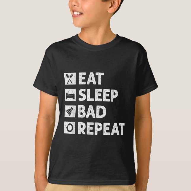 Badminton Eat Sleep Repeat Funny Shuttle Meme  T-Shirt (Front)