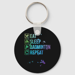 Badminton Eat Sleep Repeat Watercolor Gift Key Ring