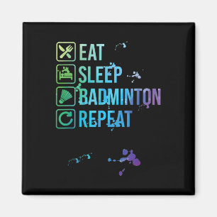 Badminton Eat Sleep Repeat Watercolor Gift  Magnet