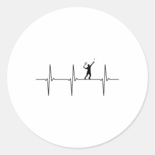 Badminton Ecg Heartbeat Shuttle Pulse Frequency 1  Classic Round Sticker