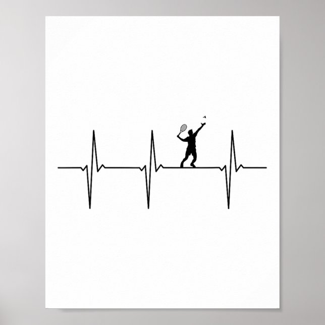 Badminton Ecg Heartbeat Shuttle Pulse Frequency  Poster (Front)