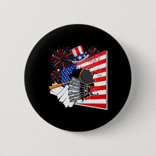 Badminton Equipment Costume American Flag 4th Of J 6 Cm Round Badge