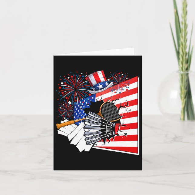 Badminton Equipment Costume American Flag 4th Of J Card (Front)