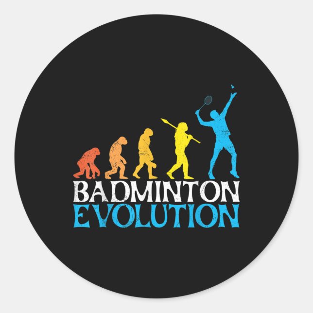 Badminton Evolution Monkey Badminton Player Badmin Classic Round Sticker (Front)