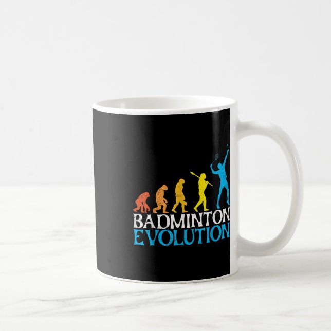 Badminton Evolution Monkey Badminton Player Badmin Coffee Mug (Right)