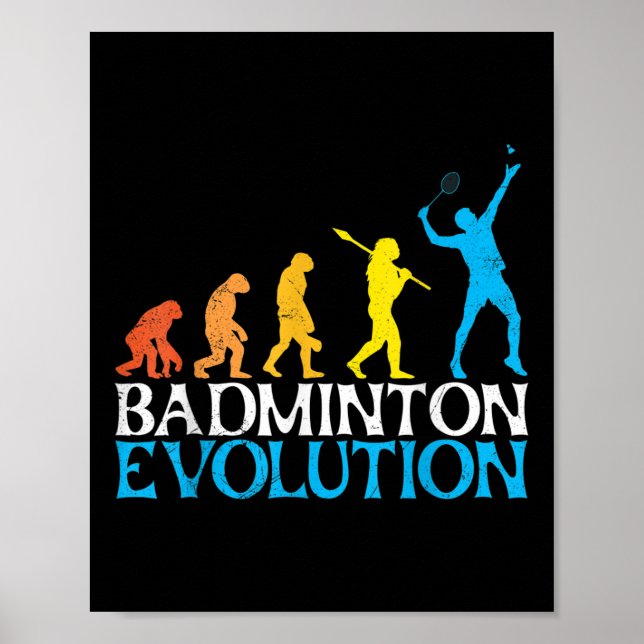 Badminton Evolution Monkey Badminton Player Badmin Poster (Front)