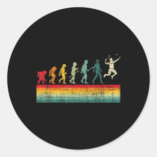 Badminton Evolution - Retro Sports Lover Shuttle Classic Round Sticker