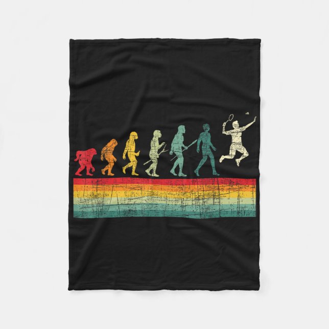 Badminton Evolution - Retro Sports Lover Shuttle  Fleece Blanket (Front)