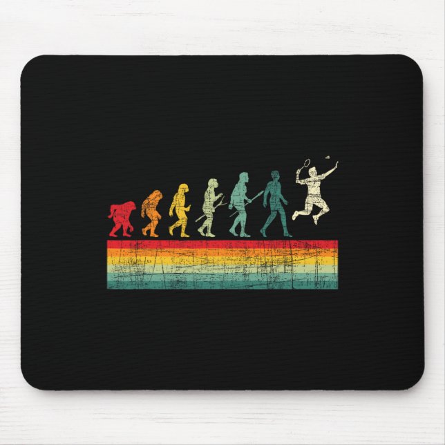 Badminton Evolution - Retro Sports Lover Shuttle  Mouse Mat (Front)