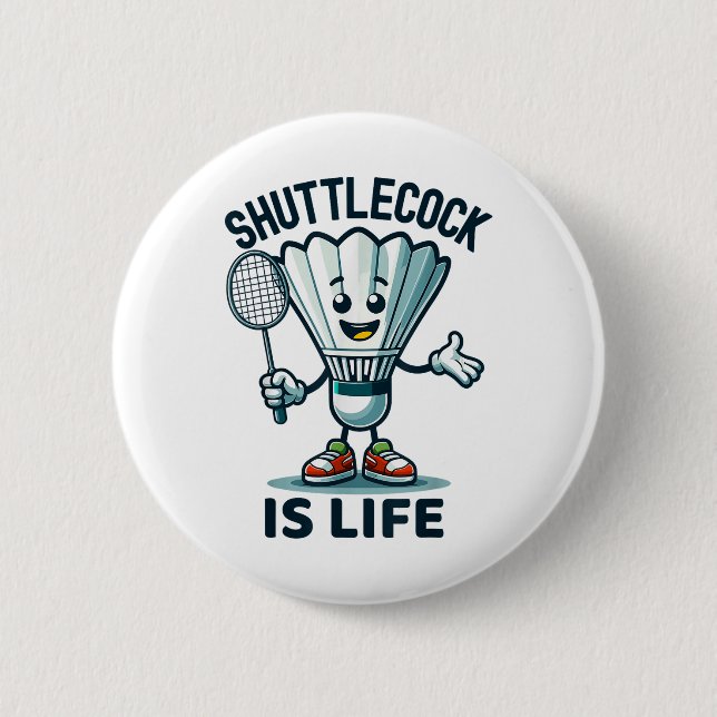 Badminton Forever Cartoon Shuttle And Racket Graph 6 Cm Round Badge (Front)