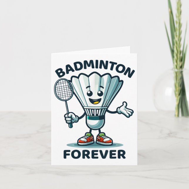 Badminton Forever Cartoon Shuttle And Racket Graph Card (Front)