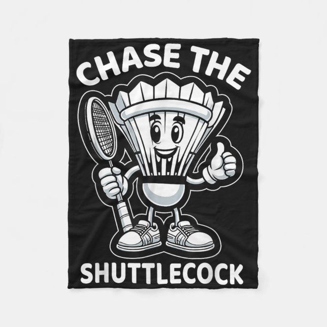 Badminton Forever Cartoon Shuttle And Racket Graph Fleece Blanket (Front)
