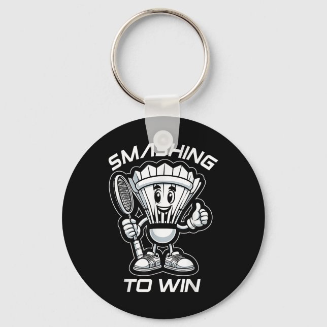 Badminton Forever Cartoon Shuttle And Racket Graph Key Ring (Front)