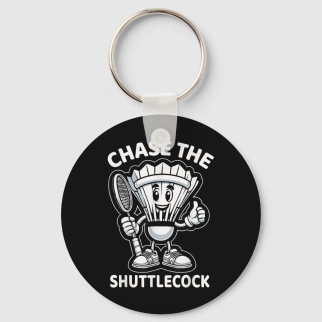 Badminton Forever Cartoon Shuttle And Racket Graph Key Ring (Front)