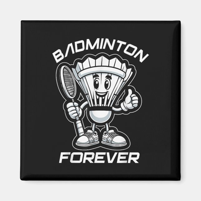 Badminton Forever Cartoon Shuttle And Racket Graph Magnet (Front)