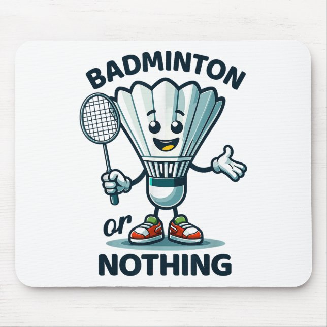 Badminton Forever Cartoon Shuttle And Racket Graph Mouse Mat (Front)